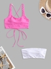 Cross Back Crop Bikini Top and Boning Side Bandeau Bikini Top Red