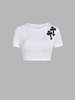 Cross Embroidered Baby Tee L White