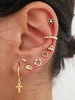 Cross Floral Stud And Ear Cuff Earring Set