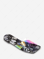 Cross Iridescent Strap Butterfly Print Sole Slides