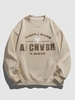 Cross Letter Print Pullover Sweatshirt 2xl Light coffee