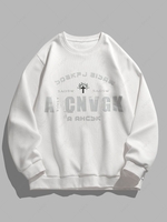 Cross Letter Print Pullover Sweatshirt 2xl White