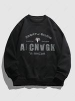Cross Letter Print Pullover Sweatshirt L Black