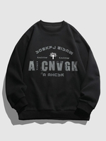 Cross Letter Print Pullover Sweatshirt M Black