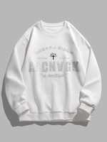 Cross Letter Print Pullover Sweatshirt Xl White