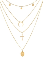 Cross Shape Coin Decoration Multilayered Necklace