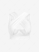 Crossover Cutout Underwire Crop Top L White