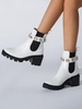 Crystal Embellished Lug Sole Combat Boots
