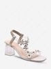 Crystal Flowers Embellish Chunky Heels Sandals