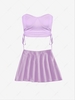 Cut Out Side Strapless Top and Pleated Mini Skirt Set Light purple