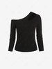Cut Out Skew Collar T Shirt M Black