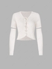 Cut Out Sleeve Lace Up Ribbed Knitted Top White