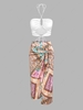 Cut Out Smocked Crop Top with Bandana Paisley Print Skirt White