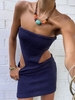 Cut Out Tube Knitted Mini Dress M Deep blue