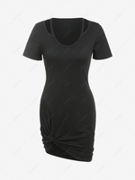 Cut Out Twisted Mini Bodycon Dress M Black