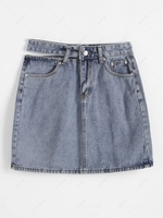 Cut Out Waist Denim Pelmet Skirt M Blue