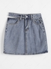 Cut Out Waist Denim Pelmet Skirt S Blue
