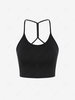 Cut Out Y Line Crop Sport Tank Top M Black