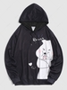 Cute Animal Graphic Print Hoodie M Black