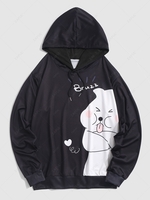 Cute Animal Graphic Print Hoodie M Black