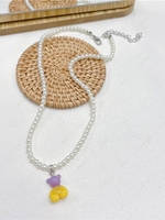 Cute Bear Pendant Chain and Faux Pearl Spliced Necklace
