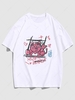 Cute Cartoon Animal Graphic Short Sleeve T-shirt S White