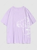 Cute Letter Cartoon Animal Print Casual T-shirt S Mauve