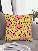 Cute Smile Face Pattern Short Plush Pillowcase