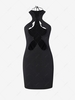 Cutout Lace Up Mini Bodycon Tank Dress S Black