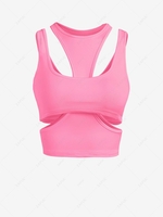 Cutout Layered Racer Crop Top M Light pink