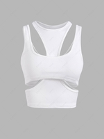Cutout Layered Racer Crop Top M White