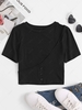 Cutout Mock Button Crop T Shirt S Black