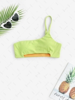 Cutout One Shoulder Bikini Top L Green