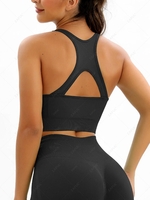 Cutout Racerback Yoga Running Gym Sports Tank Top Longline Bra S Black