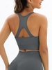 Cutout Racerback Yoga Running Gym Sports Tank Top Longline Bra S Dark gray