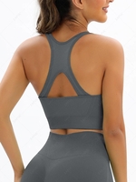 Cutout Racerback Yoga Running Gym Sports Tank Top Longline Bra S Dark gray
