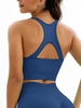 Cutout Racerback Yoga Running Gym Sports Tank Top Longline Bra S Deep blue