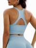 Cutout Racerback Yoga Running Gym Sports Tank Top Longline Bra S Light blue