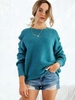 Cutout Raglan Sleeve Jumper Sweater L Deep blue