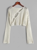 Cutout See Through Cropped Sweater M Light coffee