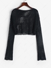 Cutout See Through Cropped Sweater S Black