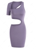 Cutout Skew Collar Bodycon Mini Dress Xs Purple