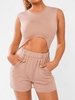 Cutout Sleeveless Jersey Romper S Light pink