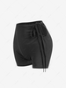 Cutout Tie Midriff Flossing Shorts M Black