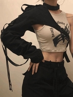 D-ring Lace Up Choker Shrug Sweatshirt M Black