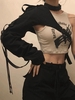 D-ring Lace Up Choker Shrug Sweatshirt S Black