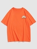 Daisy Graphic Print Short Sleeve T-shirt Xxl Orange