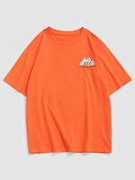 Daisy Graphic Print Short Sleeve T-shirt Xxl Orange