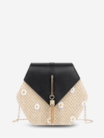 Daisy Pattern Tassel Design Chain Shoulder Bag