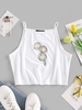 Daisy Print Crop Cami Top M White
